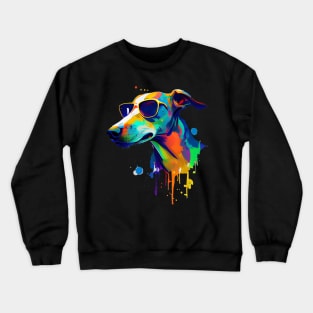 Colourful Cool Greyhound Dog with Sunglasses Crewneck Sweatshirt